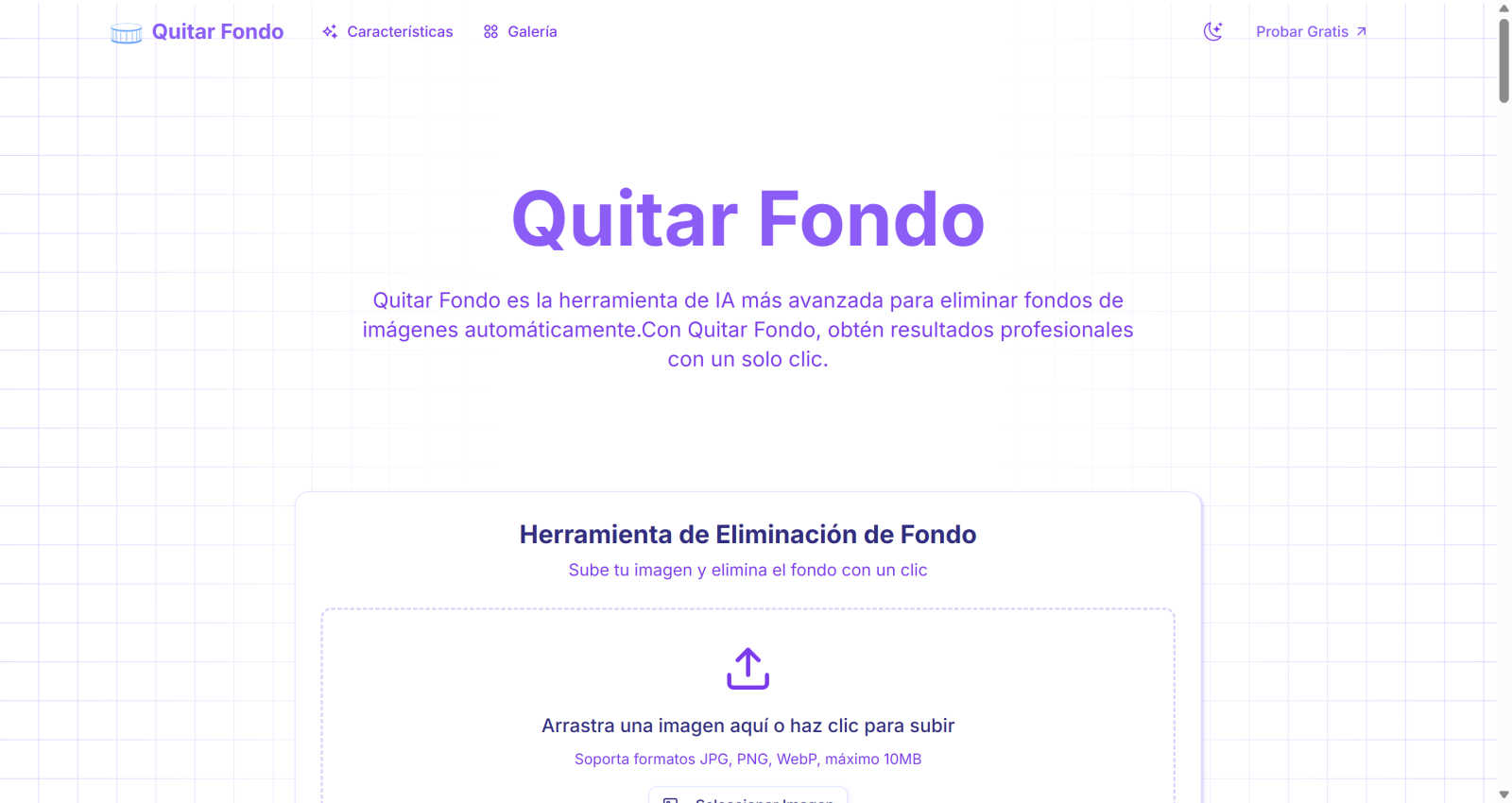 Quitar Fondo application interface and features