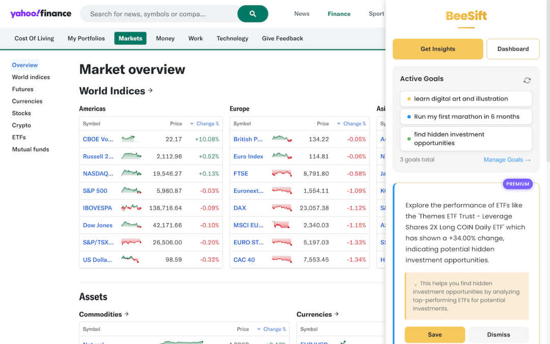 Beesift application interface and features