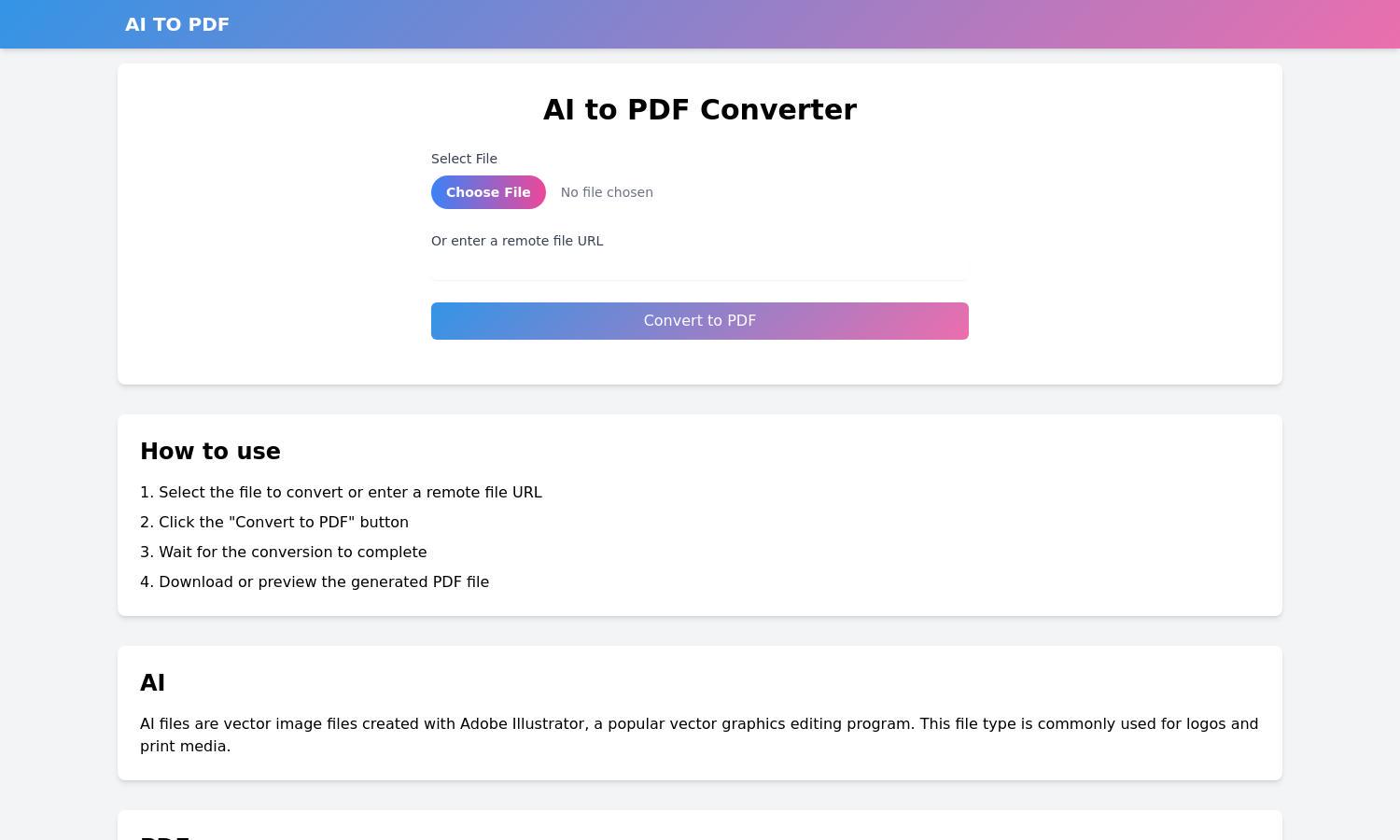 AI to PDF Website