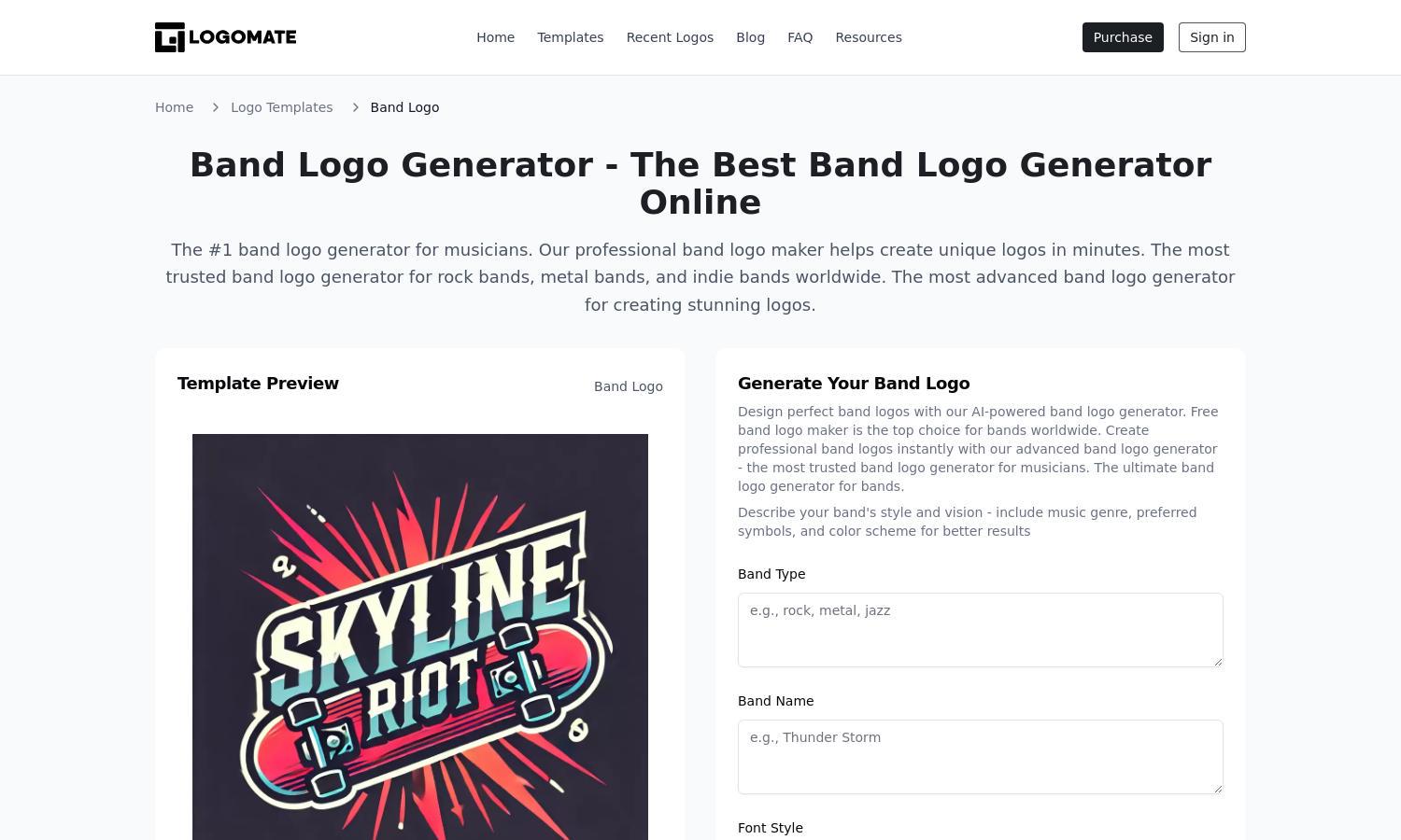 Band Logo Generator Website