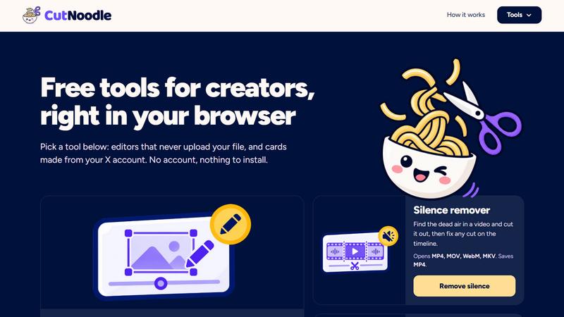 CutNoodle application interface and features