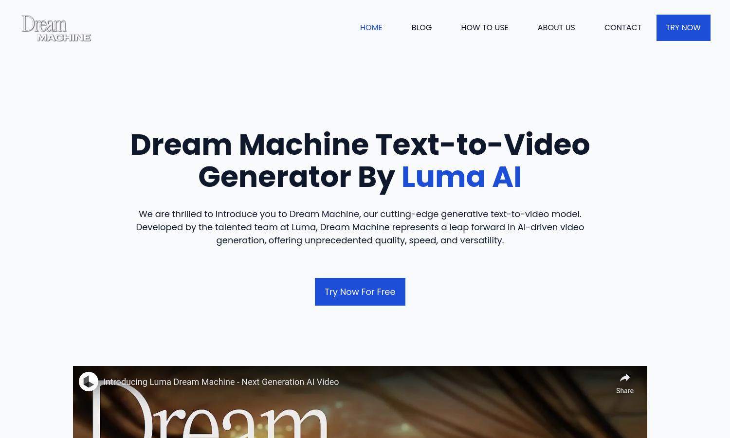 Dream Machine By Luma AI Website