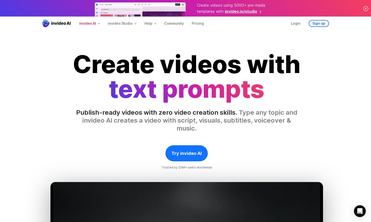 Invideo AI Website