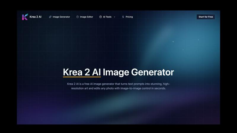 Krea 2 Image Generator application interface and features