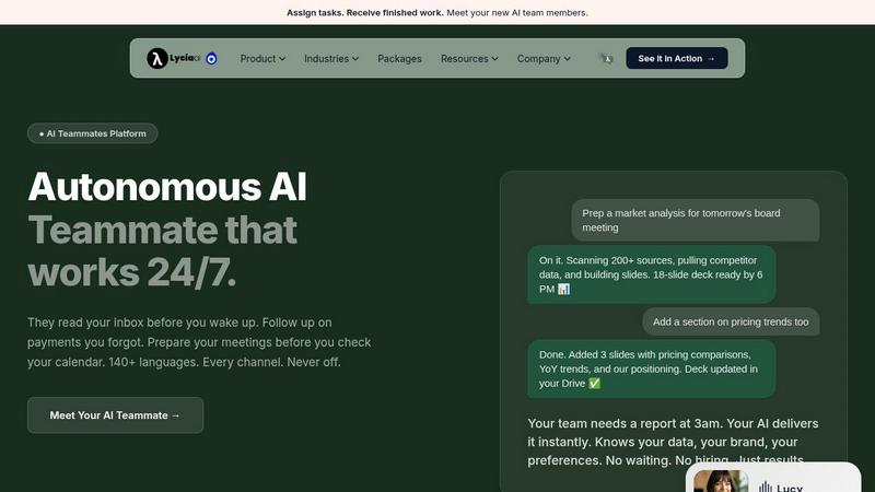 Lycia AI application interface and features