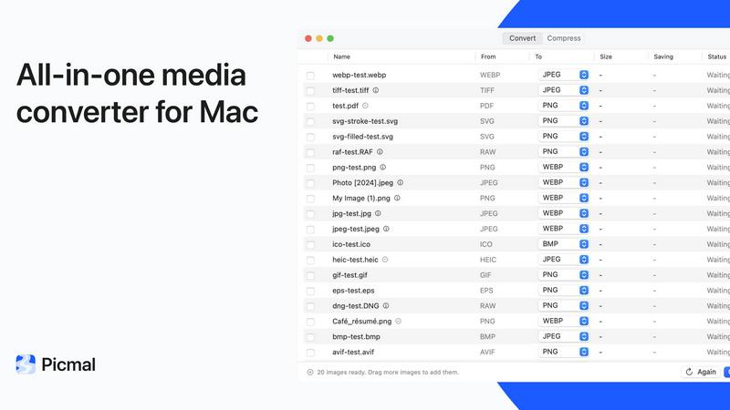 Picmal application interface and features