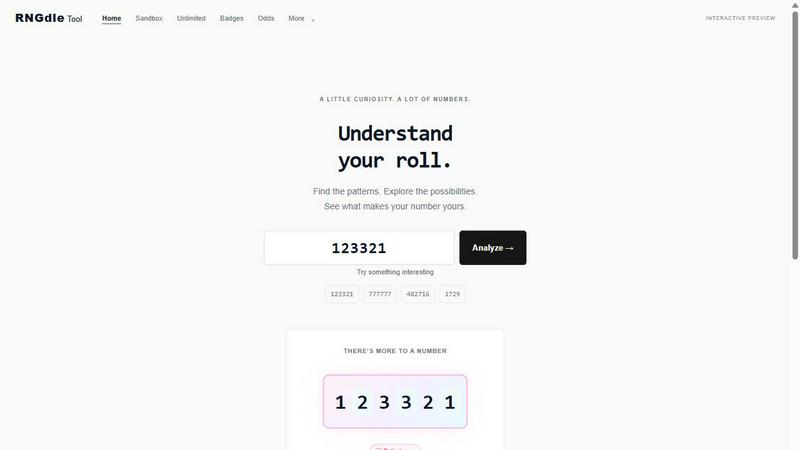 RNGdle Tool application interface and features