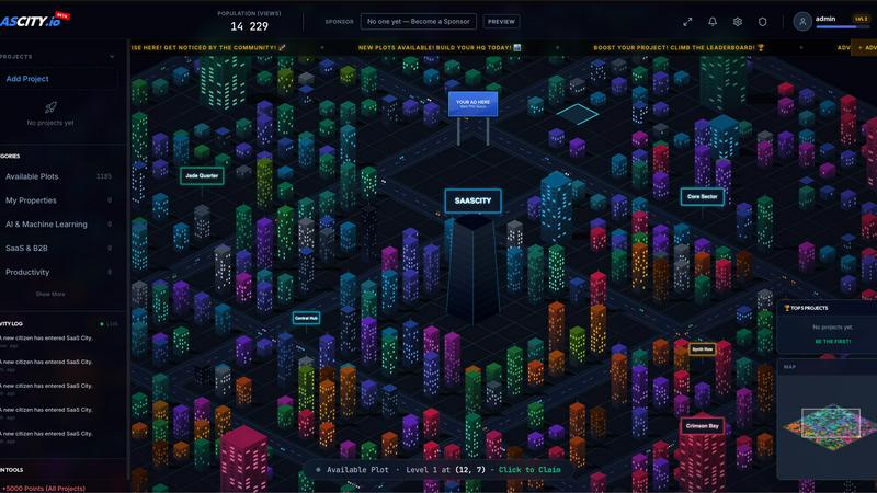 SaaSCity application interface and features