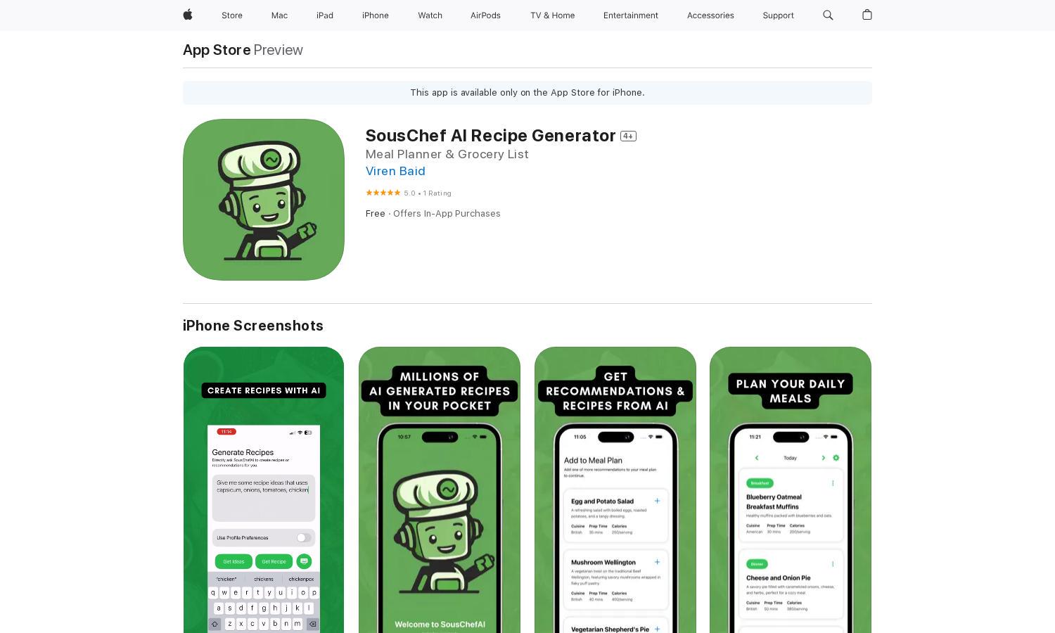 SousChef AI Recipe Generator Website