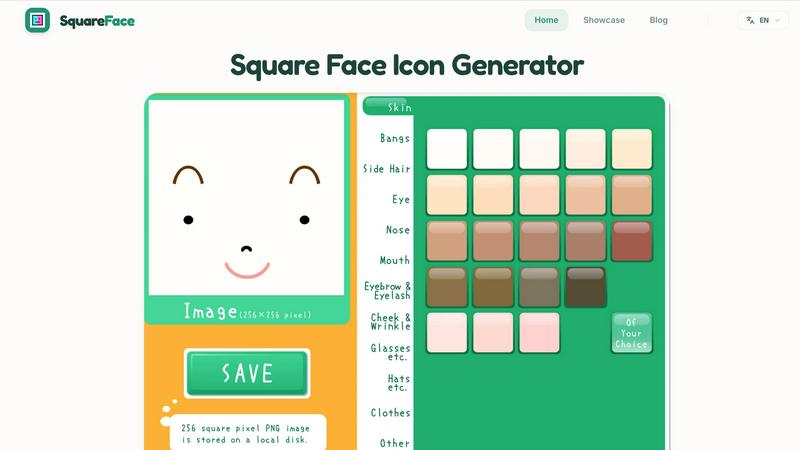 Square Face Icon Generator application interface and features
