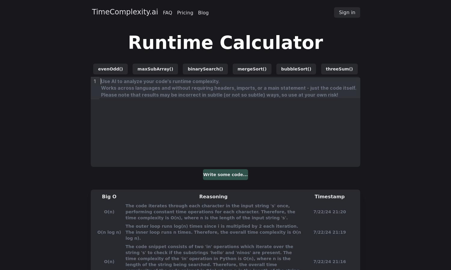 TimeComplexity.ai Website