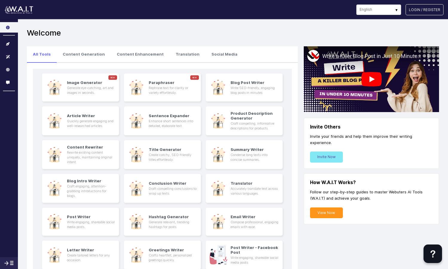 W.A.I.T - Webuters' AI Tools Website