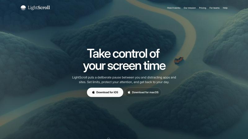 LightScroll application interface and features